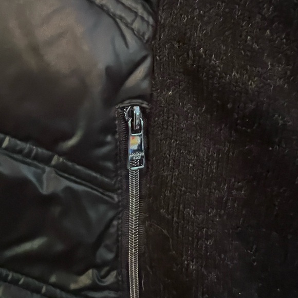 London Fog S Full Zip Black Down Filled LightWeight Coat Puffer Middle Knit Side - Picture 3 of 7